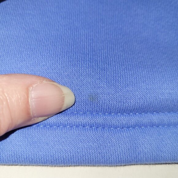 Adidas Sweatshirt Womens M Three Stripe Logo Hoodie Blue Kangaroo Pocket *Stain - Picture 10 of 14